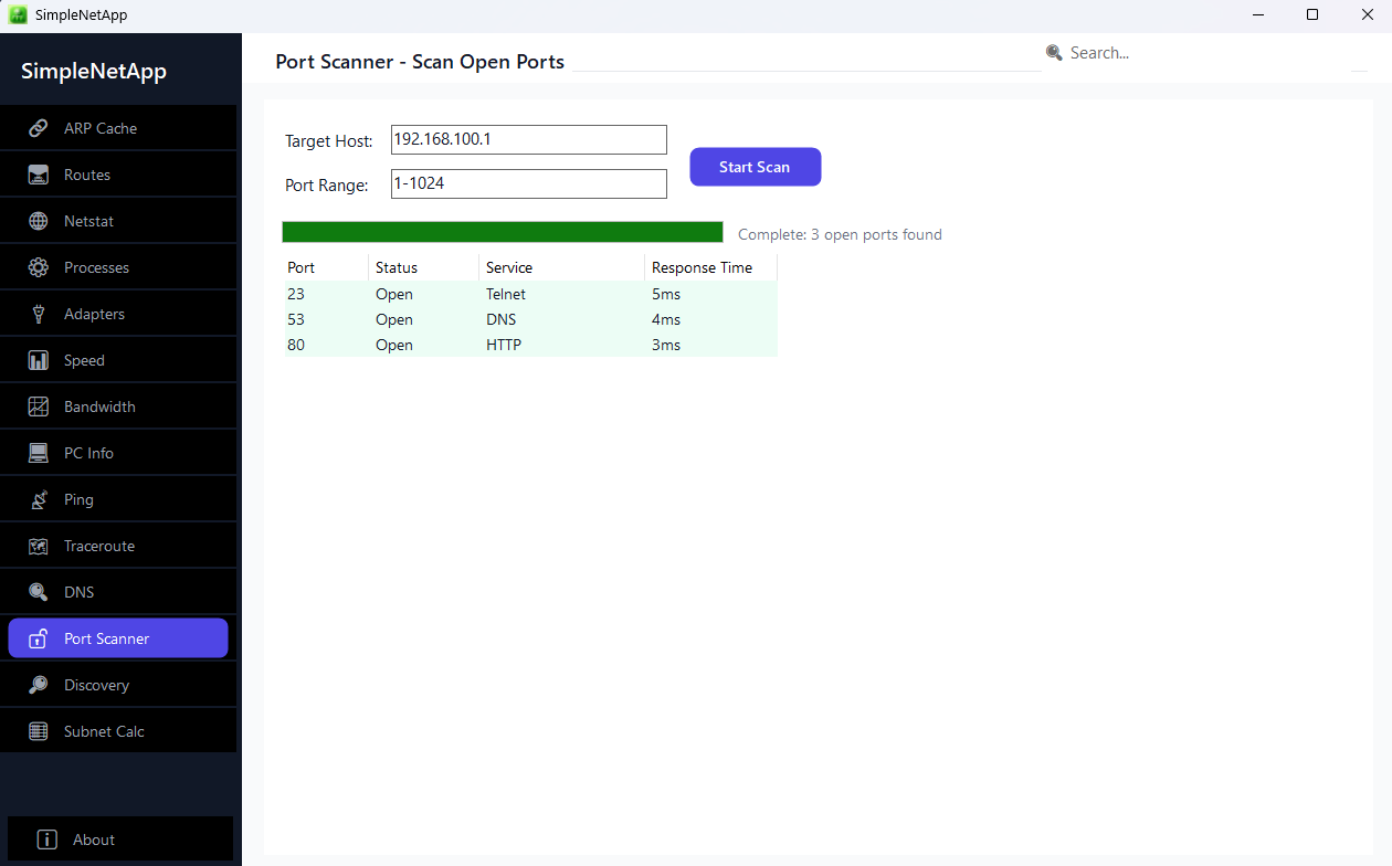 SimpleNetApp - system information and network tools